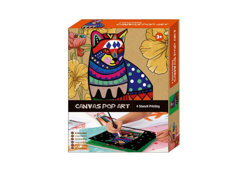 Cat Canvas Stencil Pop Art Printng Kit