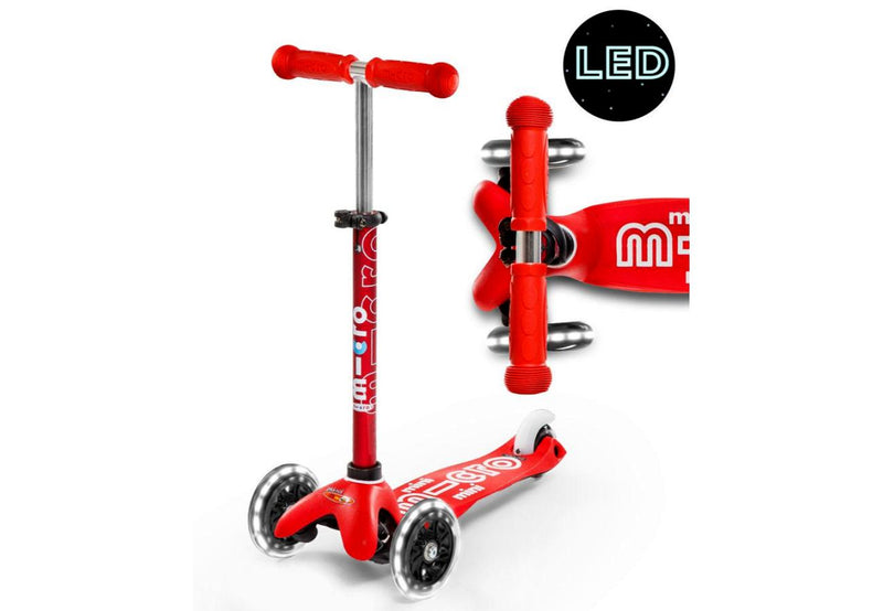 Red Mini Micro Deluxe Scooter with LED Light up Wheels