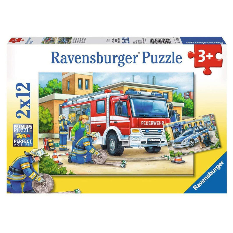 2 x 12 Piece Police and Firefighters Puzzle by Ravensburger