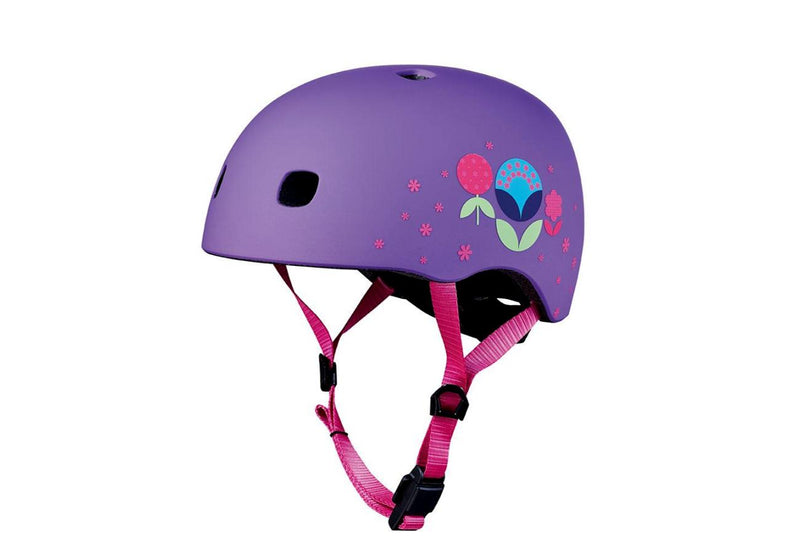Purple Floral Medium Kids Helmet with LED Light