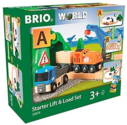 19 Piece Brio World Starter Lift & Load Train & Road Playset