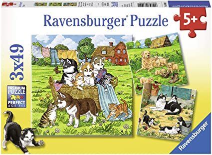 3x49 Piece Cats and Dogs Jigsaw Puzzle
