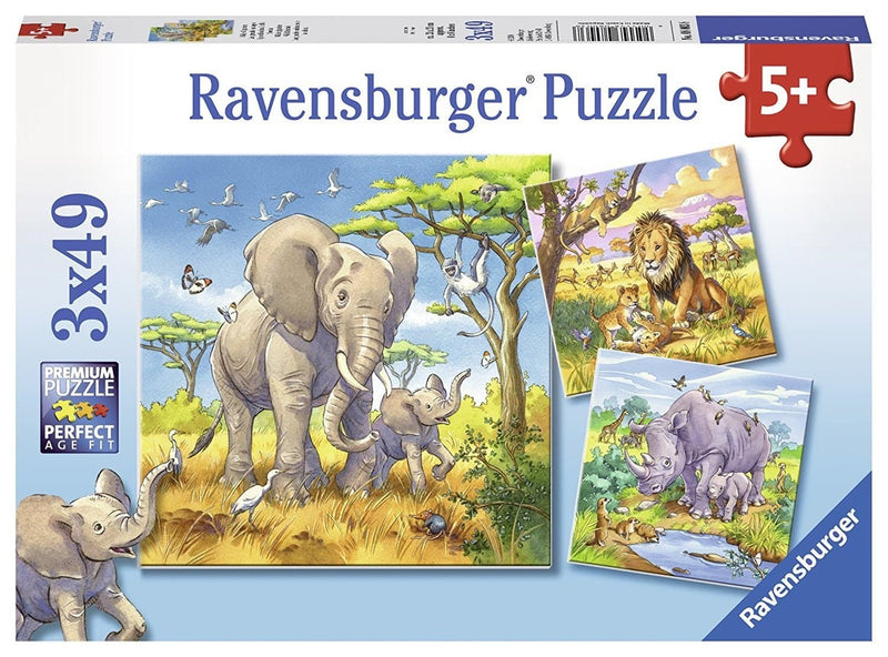 3x49 Piece Wild Animals Jigsaw Puzzle