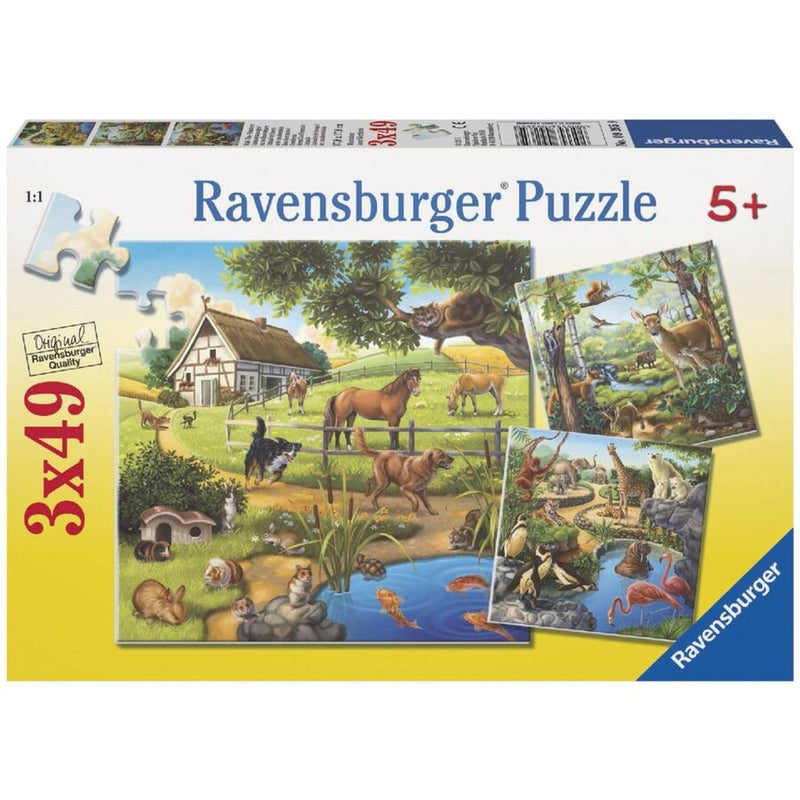 3x49 Piece Forest Zoo & Pets Jigsaw Puzzle