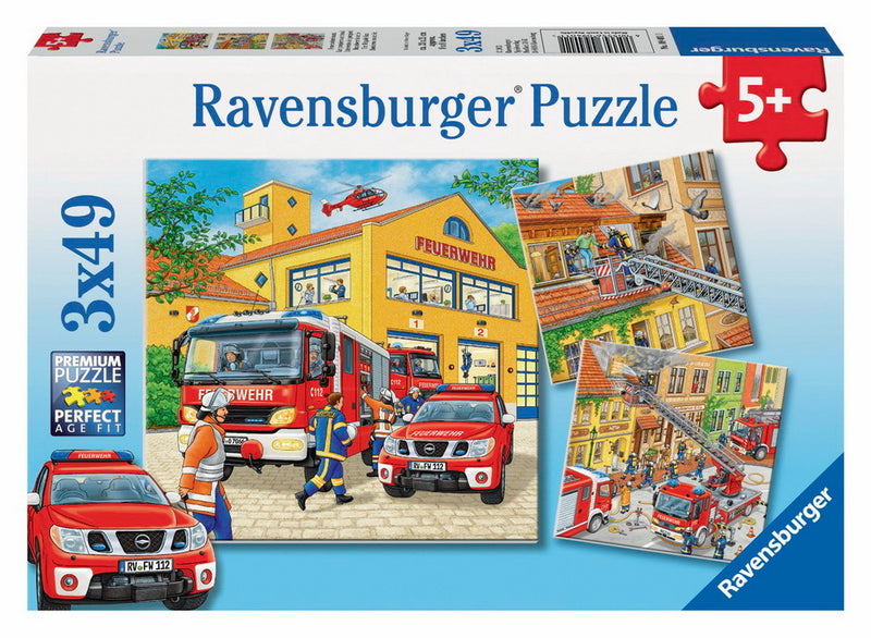 3x49 Piece Fire Brigade Run Jigsaw Puzzle