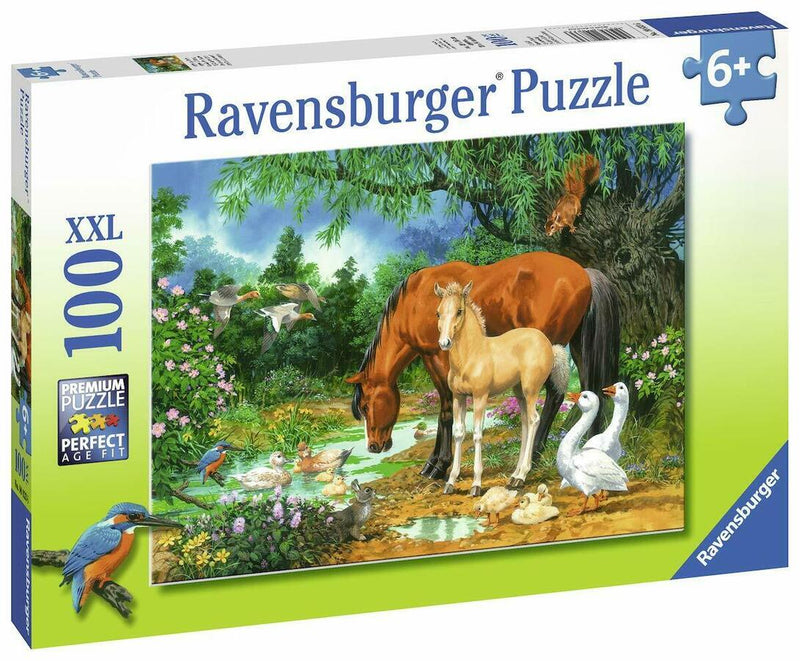 100 Piece Ponies at the Pond Jigsaw Puzzle