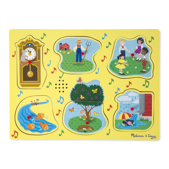 8 Piece Yellow Nursery Rhyme Sound Peg Puzzle