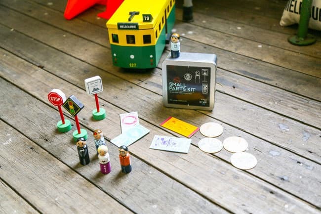 Value Bundle (save $32) Iconic Wooden Melbourne Tram + Small Parts Play Set