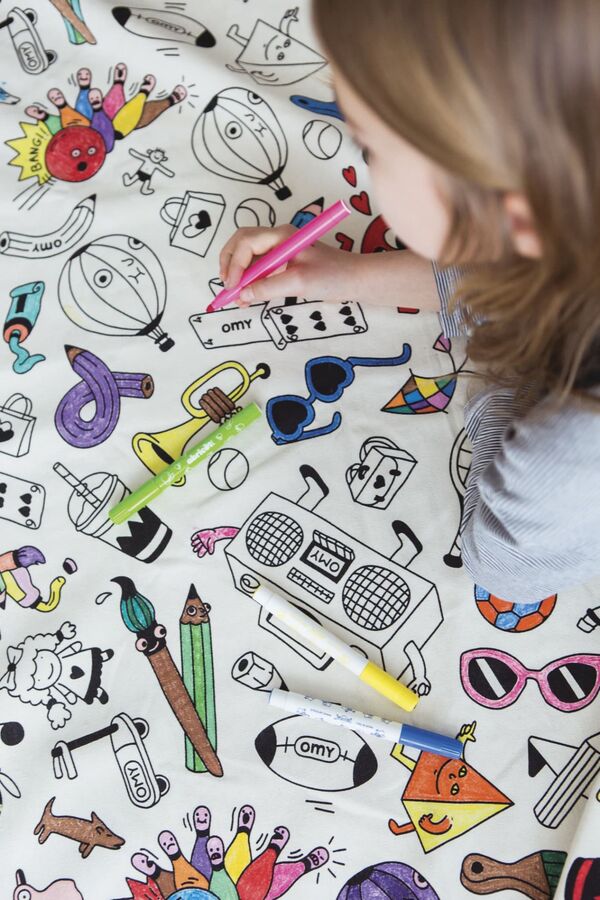 OMY Colour Your Bag 1.4 Metre 3-in-1 Play Mat & Toy Storage Bag
