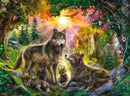 500 Piece Wolf Family in Sunshine Jigsaw Puzzle