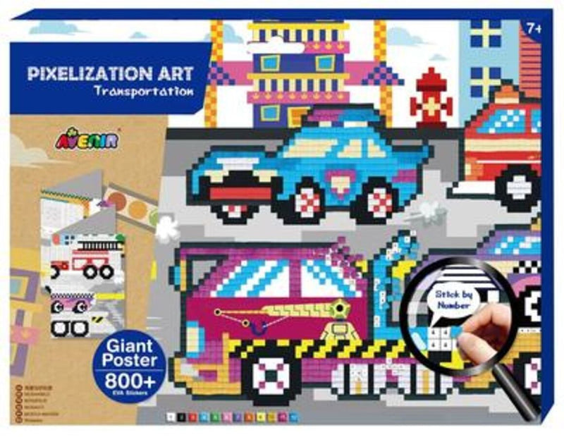 Transportation Sticker Pixelization Art Kit