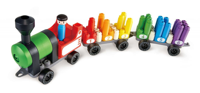 63 Piece Rainbow Counting Train Building Block Kit