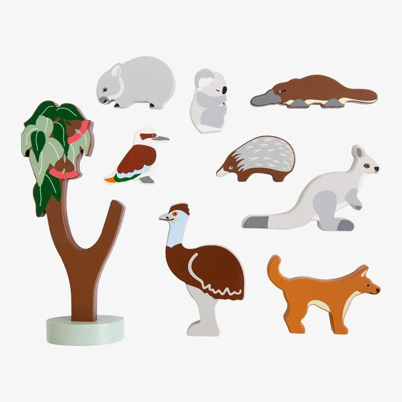 9 Piece Iconic Wooden Aussie Animals Set