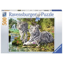 500 Piece White Tiger Family Jigsaw Puzzle