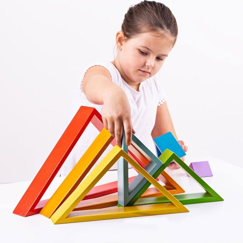 7 Rainbow Wooden Stacking Triangles