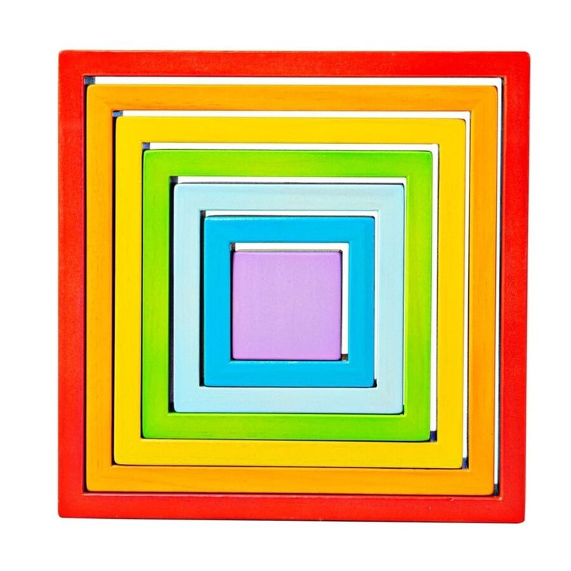 7 Rainbow Wooden Stacking Squares