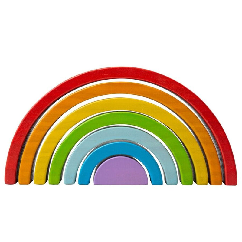 7 Rainbow Small Wooden Stacking Half Rings