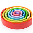 12 Rainbow Large Wooden Stacking Half Rings