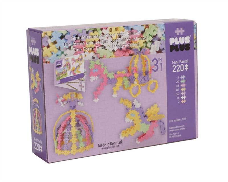 Back Of Box - Plus Plus 220 Piece 3in1 Fairy Tale Build Set - Pastel Colours - 3769