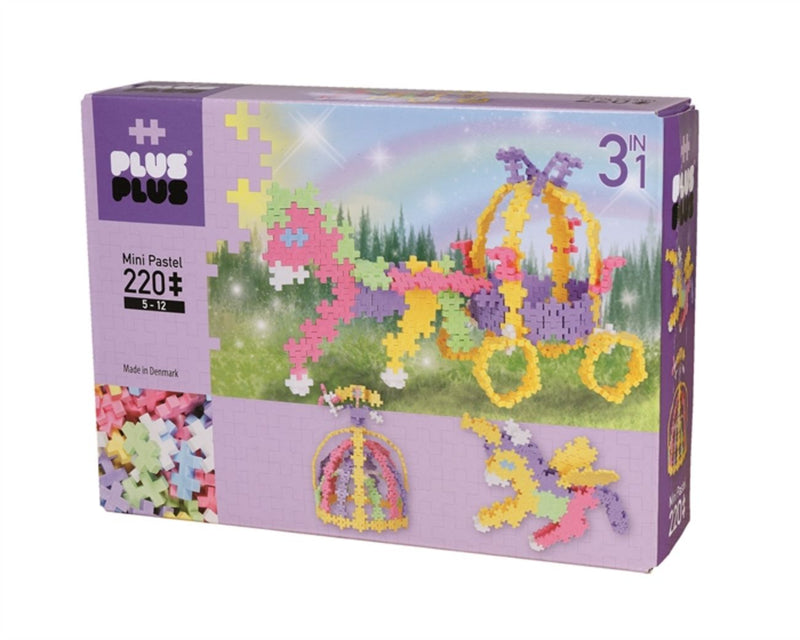 Front Of Box - Plus Plus 220 Piece 3in1 Fairy Tale Build Set - Pastel Colours - 3769