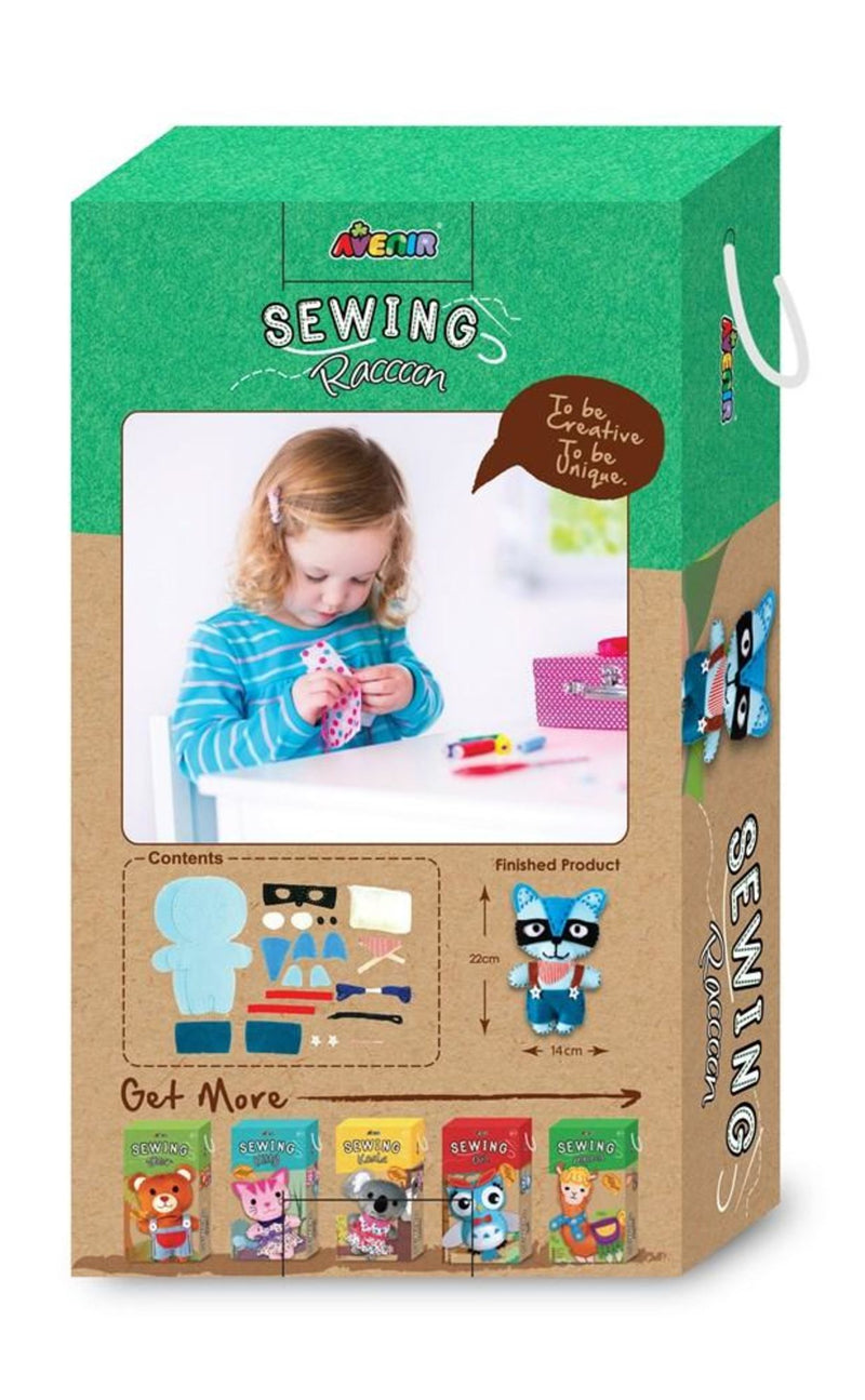 Back Packaging - Avenir Raccoon DIY Soft Toy Sewing Craft Kit - CH1375
