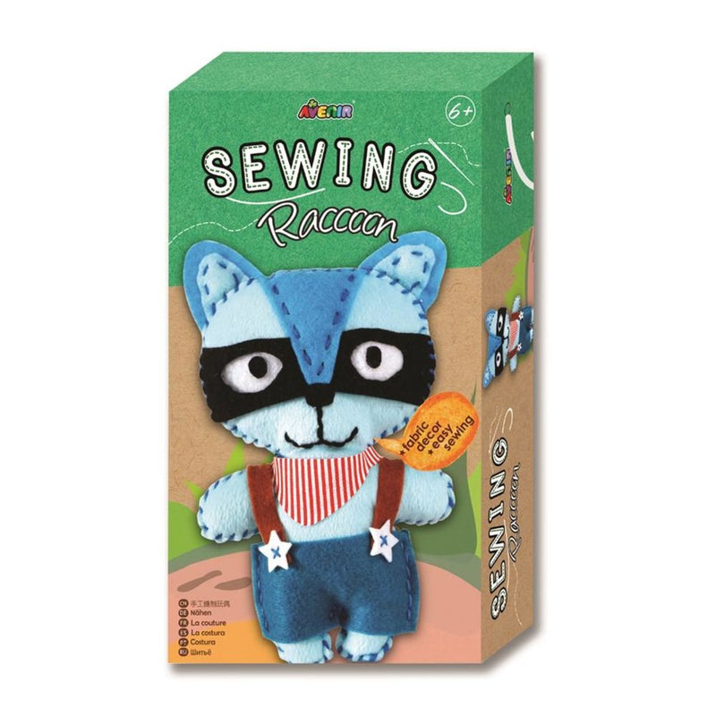 Front Packaging - Avenir Raccoon DIY Soft Toy Sewing Craft Kit - CH1375