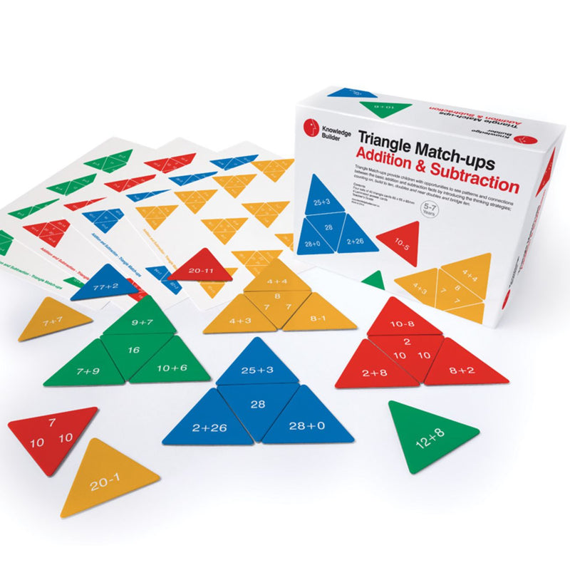 Product Contents - Knowledge Builder Triangle Match-Ups Additions & Subtraction Teaching Aid - TMU02