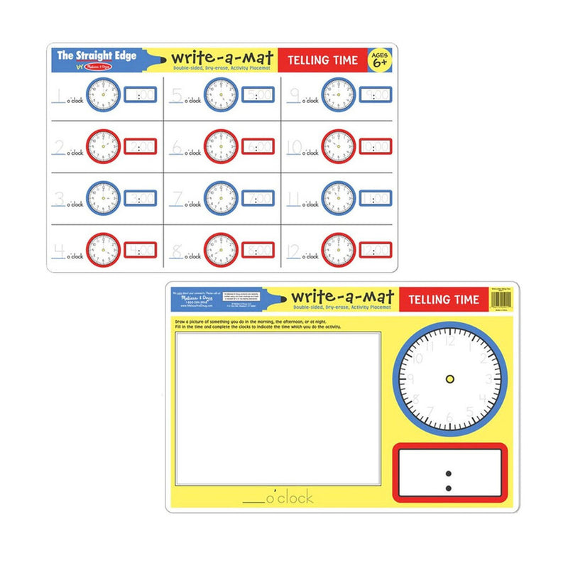 Telling Time Write on Wipe Off Placemat