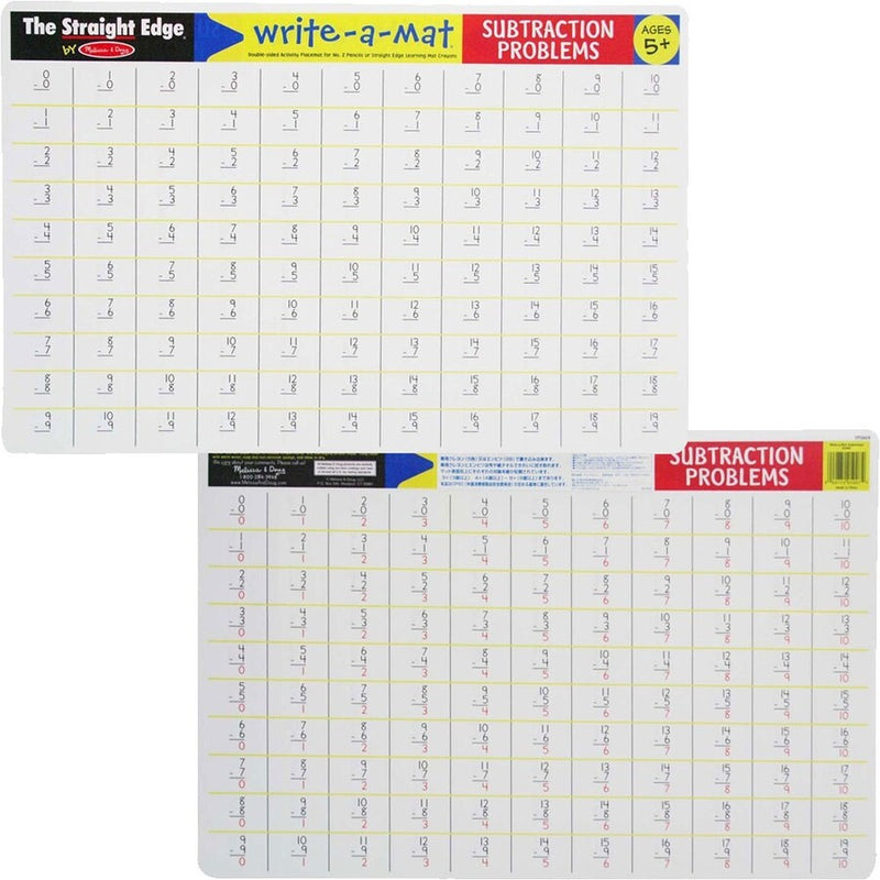 Subtraction Write on Wipe Off Placemat
