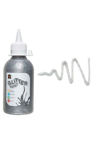 Silver 250ml Glitter Acrylic Paint