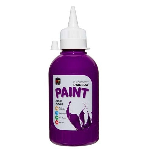 Fluro Purple 250ml Fluoresent Junior Acrylic Rainbow Paint