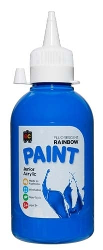 Fluro Blue 250ml Fluoresent Junior Acrylic Rainbow Paint