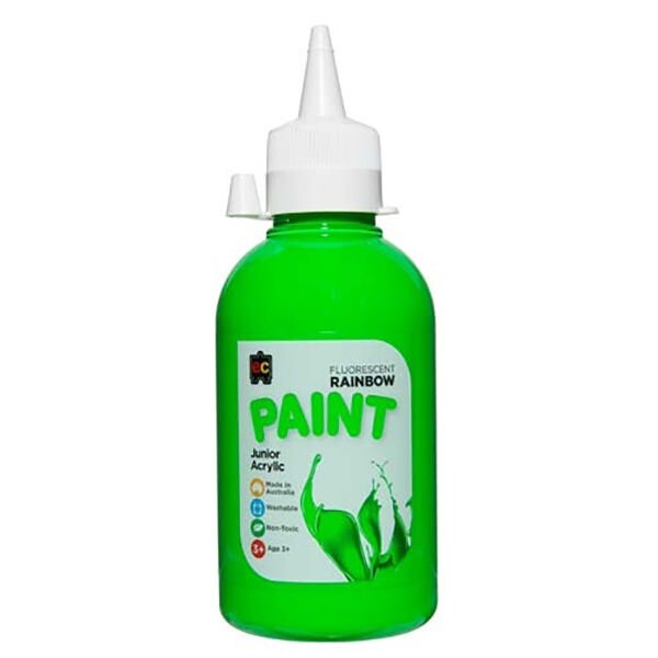Fluro Green 250ml Fluoresent Junior Acrylic Rainbow Paint